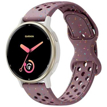 Imagem de Laband Pulseira de silicone esportiva colorida de 20 mm compatível com Garmin Vivoactive 6/Vivoactive 5/3/Forerunner 570 42 mm/165/55/245/645/Venu Sq 2/Venu, pulseira de plástico reciclado macia de