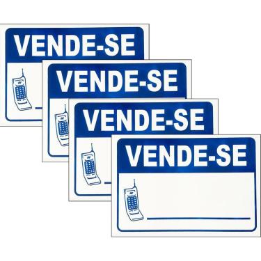 Imagem de Kit 4 Placa Aviso Sinalização Vende-Se 30Cmx20Cm Pvc