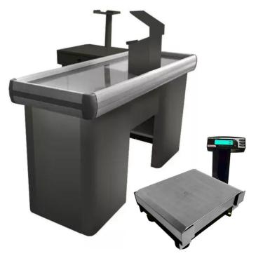 Imagem de Caixa Supermercado Empacotador Preto 1,50m Check Out E Balança 30kg Urano Bivolt