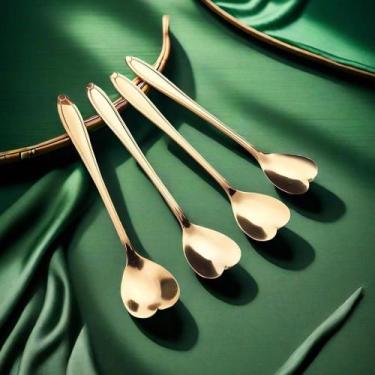 Imagem de Conjunto 10 Colheres Aço Inox Para Chá  Dourado - KIT10UNI. COLHER COR