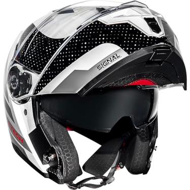 Imagem de Capacete Race Tech Signal - Gear Black White Escamoteável C/ Óculos 60/L