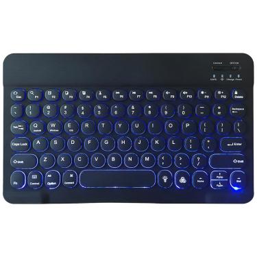 Imagem de Teclado Bluetooth Teclado de luz de fundo colorido Teclado de tampa redonda Portátil Mini Bt Teclado sem fio para Android Windows Pc