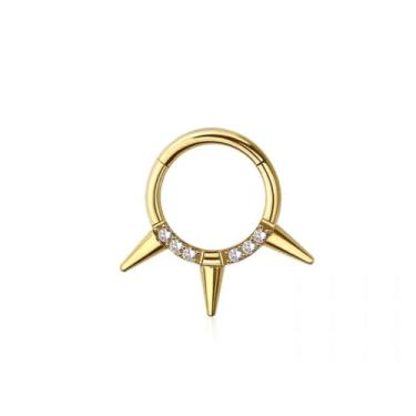 Imagem de Pierced Owl Anel clicker de segmento articulado de aço inoxidável 16GA 316L com cristal CZ e spike forrado, 16ga, Metal, Zircônia cúbica