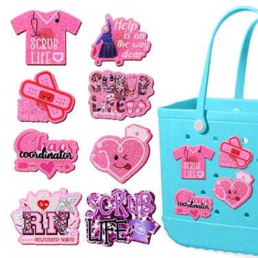Imagem de AIERSA Berloques de enfermeira para bolsa Bogg, 8 peças de acessórios de enfermeira para bolsas Bogg, acessórios decorativos para bolsas Simply Southern Beach, regular, Plástico, Sem Pedra Preciosa