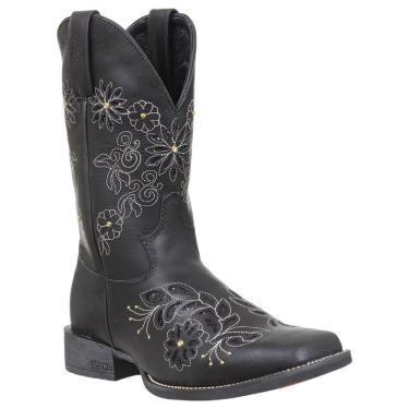 Imagem de Bota Western Feminina com Bico Quadrado Preta Jácomo 38007