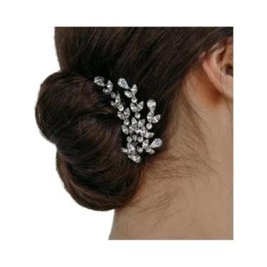 Imagem de Stonefans folha strass hairpin para mulheres moda ramos hairpin casame
