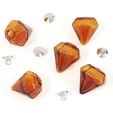 Imagem de Spritewelry 5 pingentes de garrafa de vidro de diamante, mini pingentes vazios de garrafa de desejos, pingentes minúsculos com fecho de tampa, para decoração de brincos, colares, pendurar, Vidro, Sem