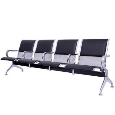 Imagem de Cadeira Longarina 4 Lugares Modelo:Cromada com Estofado e Braço - Atac