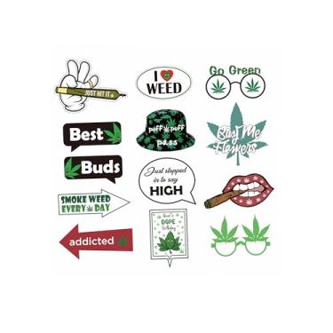 Imagem de YiiiGoood Pacote Com 13 Itens Para Cabine De Fotos Tema Maconha Festa Aniversário, Acessórios E Decorações, Folhas Maconha, Cânhamo, 420 Decorações Adultos, Have A Dope, Suprimentos Aniversário