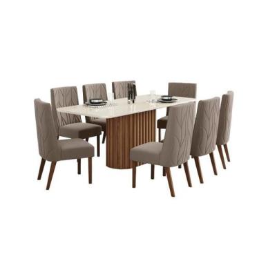 Imagem de Mesa Jantar Solana 200 8 Cadeiras Eloa Amendoa - Henn