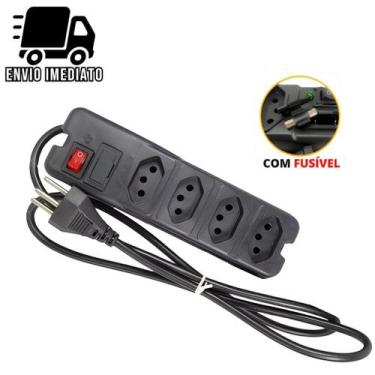 Imagem de Filtro de Linha 4 Tomadas Régua de Tomada com Fusível Extensão Elétric