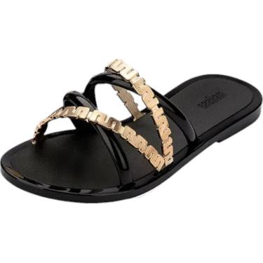 Imagem de Chinelo Feminino Rasteira + Bolsa Metalizada Golden Melissa