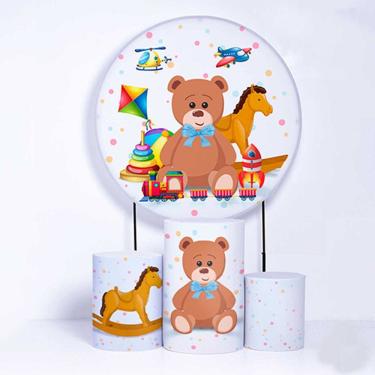 Imagem de Kit Painel de Festa Redondo e Trio de Cilindros Brinquedos- Fera Print