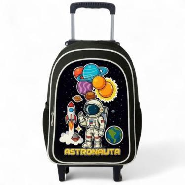 Imagem de Mochila Rodinha Infantil Masculina Grande Menino Escolar Astronauta - 