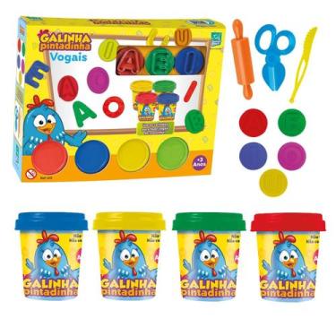 Imagem de Kit Massinha de Modelar Galinha Pintadinha Vogais Letrinhas - Super To