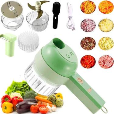 Imagem de Processador de Alimentos 4 em 1 Cortador Fatiador Triturador Elétrico 