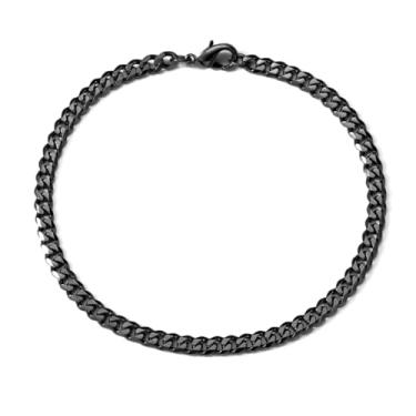 Imagem de Pulseira de elos cubanos para homens e mulheres, pulseira sólida masculina, pulseiras de corrente grossa sólida, aço inoxidável/preto/banhado a ouro 18 K joia hip hop para marido, pai filho (Aço Inoxidável preto, 11mm)
