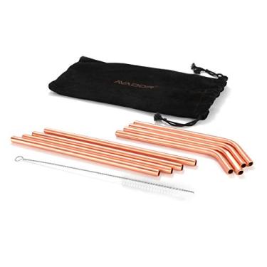 Imagem de Avador Canecas feitas à mão 100% cobre puro Moscou, acabamento martelado, 473 ml, conjunto de presente (apenas 8 peças de canudo + pincel)