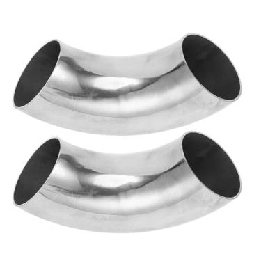 Imagem de Motoforti 2 peças 90 graus mandril curva cotovelo carro modificado tubo de escape tubulação 5.1 cm espessura OD 1,2 mm/18GA 51x160x1,2 mm 304 aço inoxidável tom prata