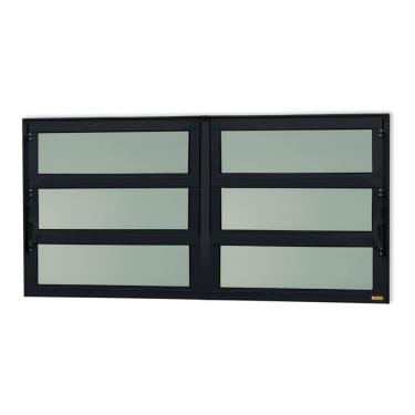 Imagem de Janela De Aluminio Basculante 2 Seções Elite Vidro Boreal 60cm X 240cm Brimak Preto
