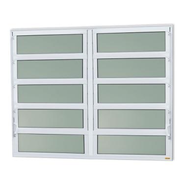 Imagem de Janela De Aluminio Basculante 2 Seções Elite Vidro Boreal 100cm X 120cm Brimak Branco