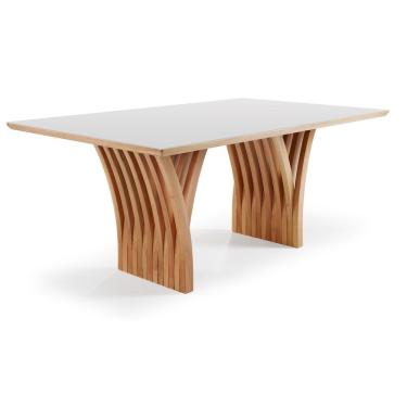 Imagem de Mesa Yady 180 Vidro Off White Acabamento Champagne