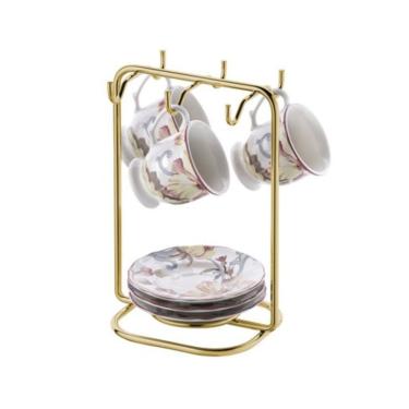 Imagem de Suporte Para Xícaras E Pires De Café Em Aço Carbono Caffè Future Dourado