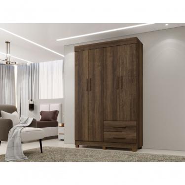 Imagem de Roupeiro Copacabana New 4 Portas 2 Gavetas Benetil Cor:imbuia