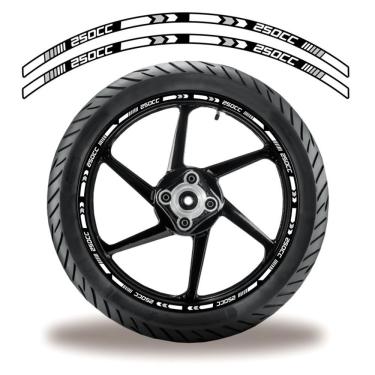 Imagem de Friso De Roda Adesivo Refletivo Para Motos 250 Cc Branco E Preto