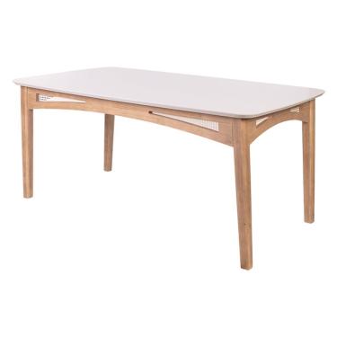Imagem de Mesa De Jantar Veneza Com Detalhe Em Rattan 6010-m Medidas 200cm X 100cm Cor Cera - Clara