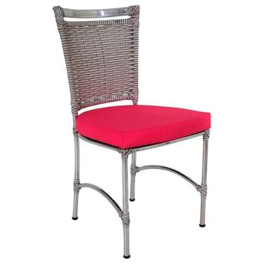 Imagem de Cadeira Em Alumínio E Fibra Sintética Jk Cozinha Edícula Marmore E Pink