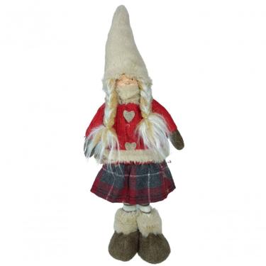 Imagem de Boneca Decorativa Menina Em Pé Com Saia Xadrez 48Cm - Bt924