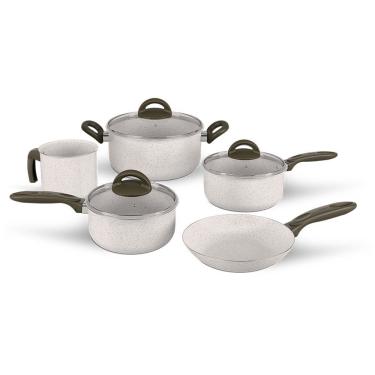 Imagem de Jogo De Panelas 5 Peças Vanilla Em Alumínio E Revestimento Cerâmico Antiaderente Ceramic Life Brinox