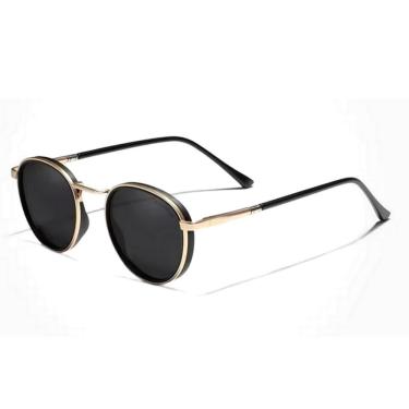 Imagem de Óculos De Sol Redondo Para Homens E Mulheres Uv400 Polarizado Moda Vintage Dourado