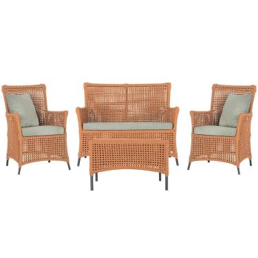 Imagem de Jogo Sofá E 2 Poltronas E Mesa Igapó Preta E3 Trama Original Terra Cota