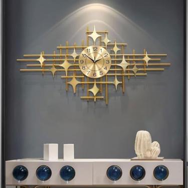 Imagem de ZTDPHZ Relógio de parede grande para decoração de sala de estar, arte decorativa moderna, relógio silencioso de quartzo alimentado por bateria de metal para decoração de parede para quarto, cozinha