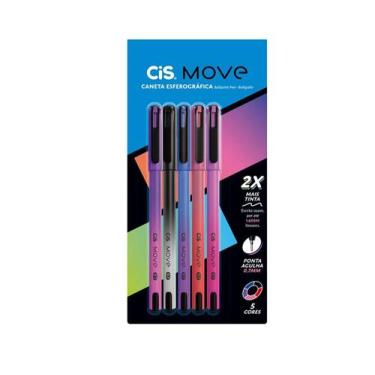 Imagem de Kit Caneta Esferográfica Cis 0.7 Move 5 Unidades Color