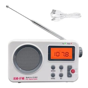 Imagem de Rádio AM/FM portátil LCD digital de bolso recarregável com conector de 3,5 mm