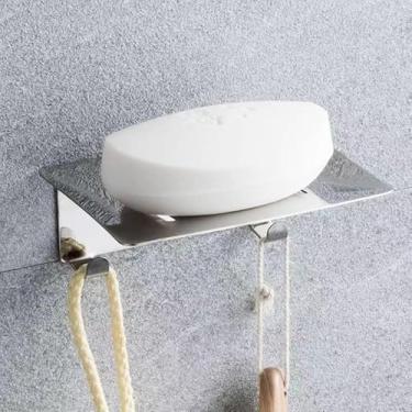 Imagem de LecuSyn Suporte Para Saboneteira, 2 Peças De Pratos Aço Inoxidável, Barra Autoadesiva Parede Chuveiro Cozinha, Bandeja Economizadora Sabonete Com Ralo Banheiro (Prata)