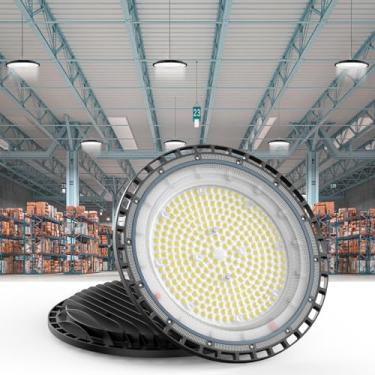 Imagem de ROMMOR Luminária Led Ufo De 200 W, 28.000 Lm, 5000 K, Com Gancho Listado Pela Ul, Cabo 5 Pés, Alternativa A 800 W Mh/Hps Ip65, Comercial Para Armazém, Oficina, Celeiro, Fábrica, Academia