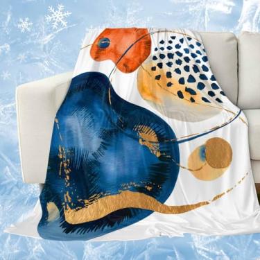 Imagem de Cobertores refrescantes abstratos para quem dorme quente laranja minimalista arte manta fresca, cobertor de gelo leve estilo nórdico 101,6 cm x 152,4 cm, cobertores frios boho de verão para suores