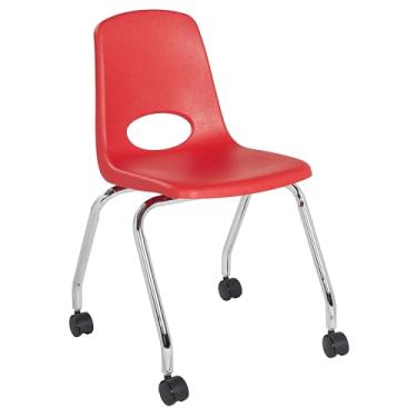 Imagem de Cadeira escolar móvel 45,7 cm com rodas giratórias para crianças, adolescentes e adultos; assento ergonômico para sala de aula, escola em casa ou escritório - vermelho, 11552-RD
