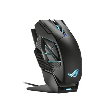 Imagem de ASUS Mouse para jogos ROG Spatha X sem fio (suporte de carregamento magnético, 12 botões programáveis, 19.000 DPI, soquetes hot swap push-fit, micro interruptores ROG, paracord e iluminação Aura RGB),
