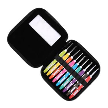 Imagem de Ymiko Conjunto de Ganchos de crochê, Ganchos de crochê Agulhas de para o Fio Artesanato Alumínio Agulhas de tricô Ergonômicas (Embalagem PU)