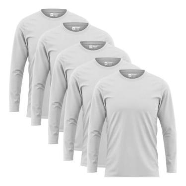 Imagem de Kit 5 Camiseta Manga Longa Masculina Slim Algodão 30.1 Zaroc Opção 3 G