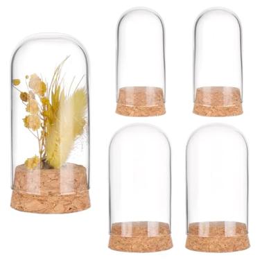 Imagem de PH PandaHall 4 peças, cúpula de vidro, 2 tamanhos, cloche transparente com base de cortiça, pequenas garrafas de vidro, decoração de jarras para flores, plantas, armazenamento, casa, decoração de