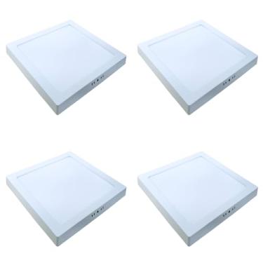 Imagem de Kit 4x Painel Plafon Sobrepor Alumínio Quadrado LED 24W 30x30 Bivolt Branco Quente