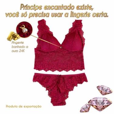 Imagem de Cropped em renda antialérgica - Nobreza Real Lingerie, Bordô, 42