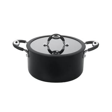 Imagem de Caçarola Multiflon Dom em Alumínio com Revestimento Antiaderente 7 Camadas, Tampa de Vidro Temperado e Alças em Silicone – 30 cm