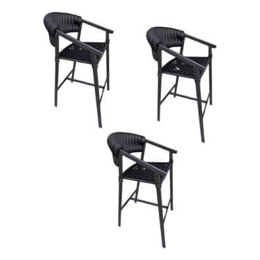 Imagem de Kit 3 Banquetas De Alumínio Em Tricô Náutico Para Balcão - Universe